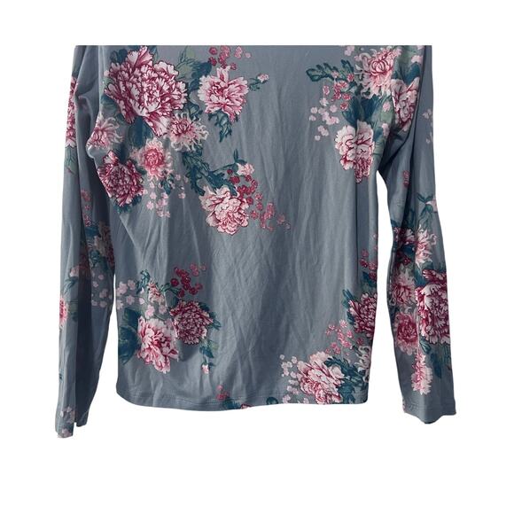 FLORA NIKROOZ WOMENS SMALL JADE FLORAL PRINTED LONG SLEEVE PAJAMA TOP ONLY GREY - Picture 7 of 11